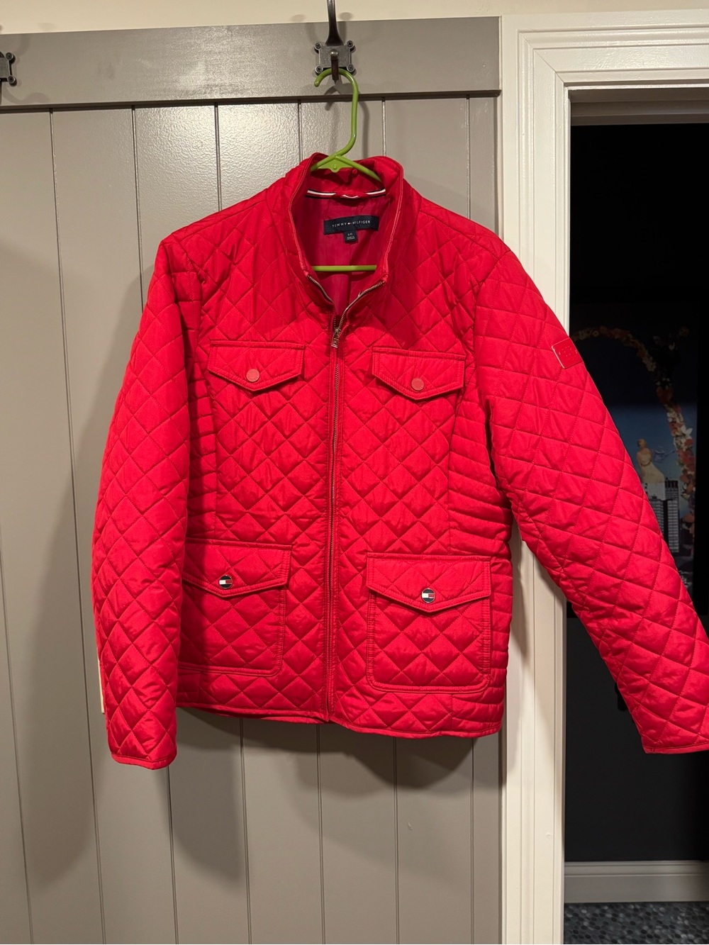 Tommy Hilfiger Women’s Quilted Red Zip-Front Jacket size Large